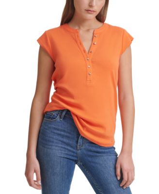 calvin klein button henley top