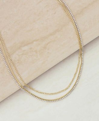 Simple Crystal Chain Necklace Set of 2