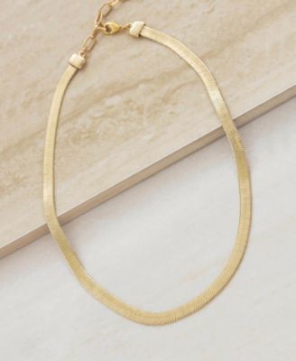 Gold Plated Flat Snake Chain Necklace