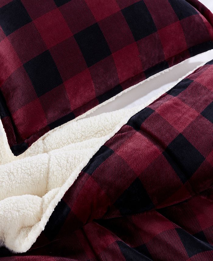 Serta Cozy Plush Buffalo Plaid 3 Piece Comforter Set, King Macy's