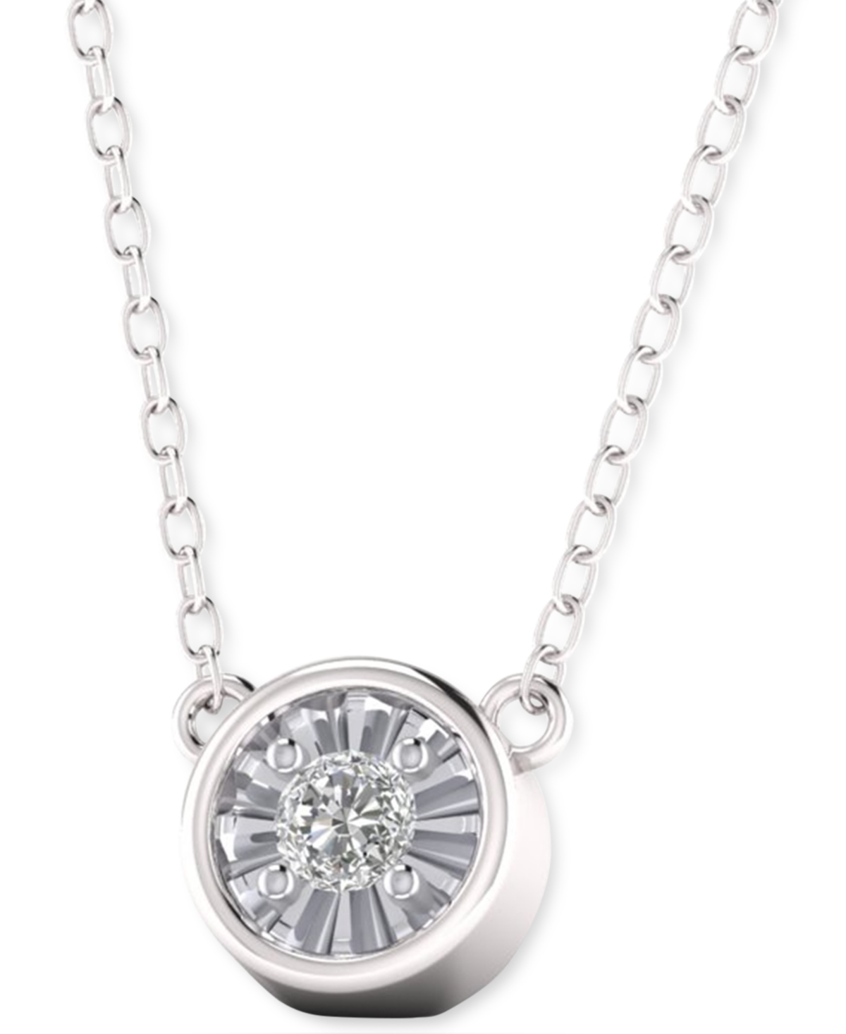 Diamond Bezel Set Circle Pendant Necklace (1/10 ct. t.w.) or 14k Gold-Plated Sterling Silver, 16
