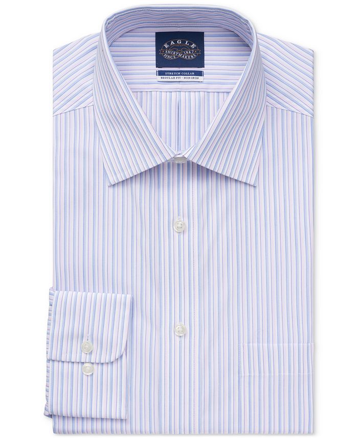 Eagle Men's Classic/RegularFit NonIron Stripe Stretch Collar Dress
