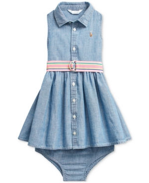 Ralph Lauren Baby Girls Cotton Chambray Woven Dress