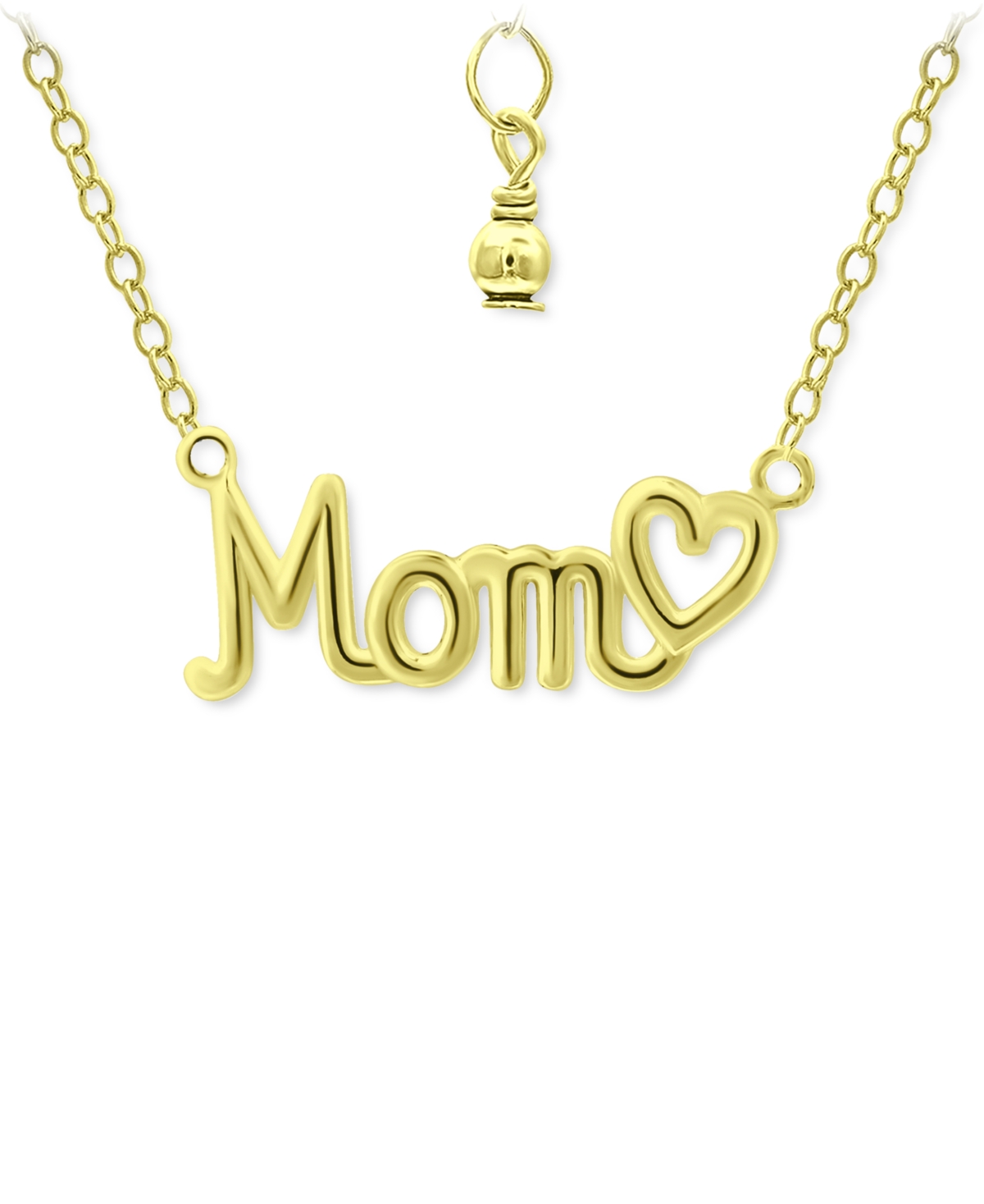 Mom Heart Pendant Necklace, 16" + 2" extender, Created for Macy's - Gold Over Silver