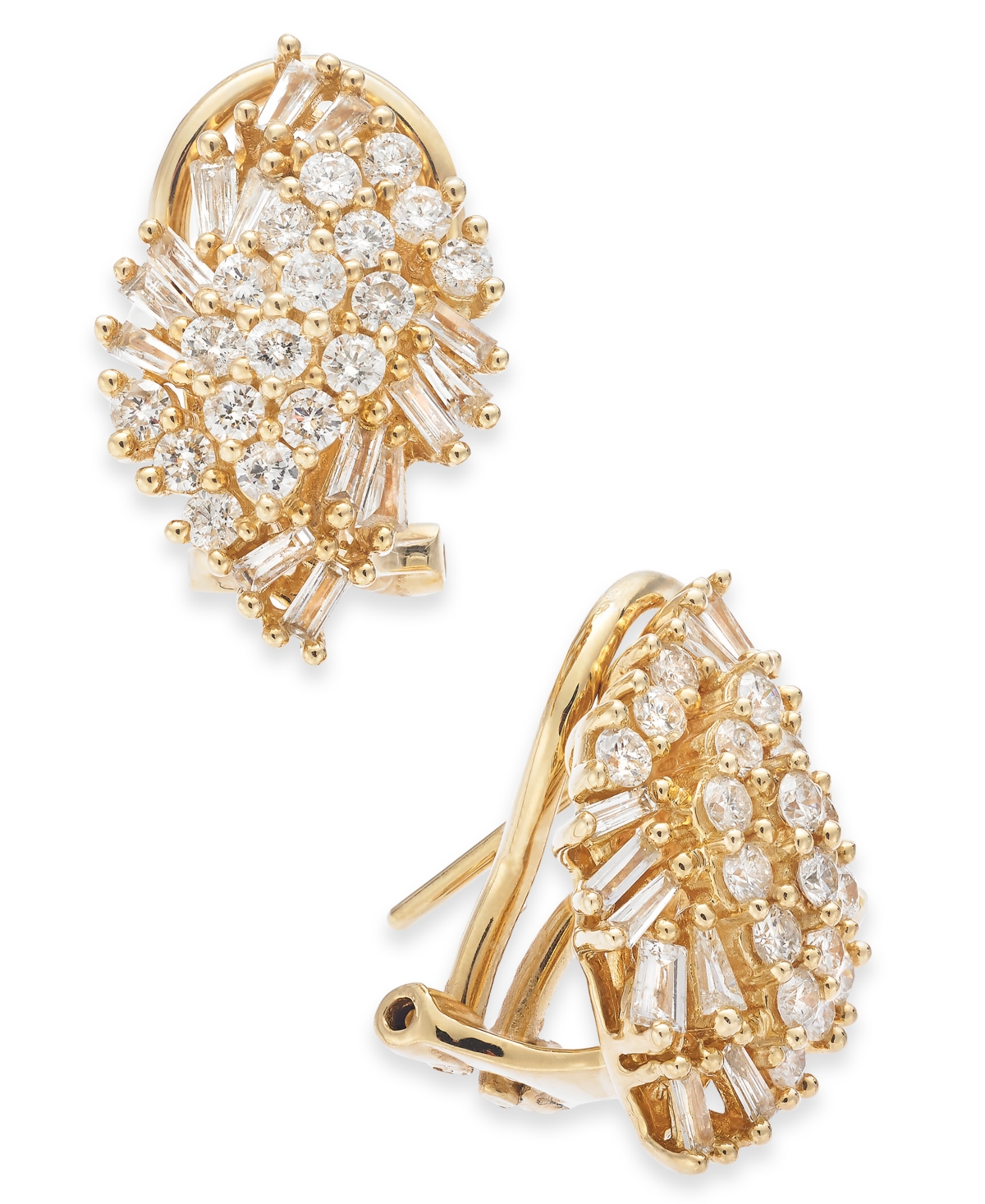 Diamond Cluster Earrings (1 ct. t.w.) in 14k Gold, Created for Macy's - Yellow Gold