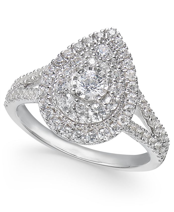Macy's Diamond Teardrop Halo Engagement Ring (1 ct. t.w.) in 14k White