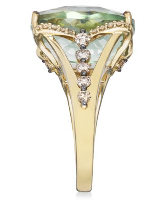 Mint Julep Quartz (9-3/4 ct. t.w.), White Diamond (1/8 ct. t.w.) and Chocolate Diamond (3/8 ct. t.w.) Ring in 14k Gold, Created for Macy's