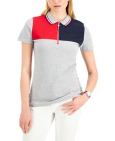 Colorblocked Zip Polo