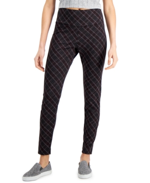 Inc Plaid Ponte-Knit Leggings Created for Macy's