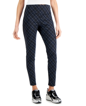 Inc Plaid Ponte-Knit Leggings Created for Macy's