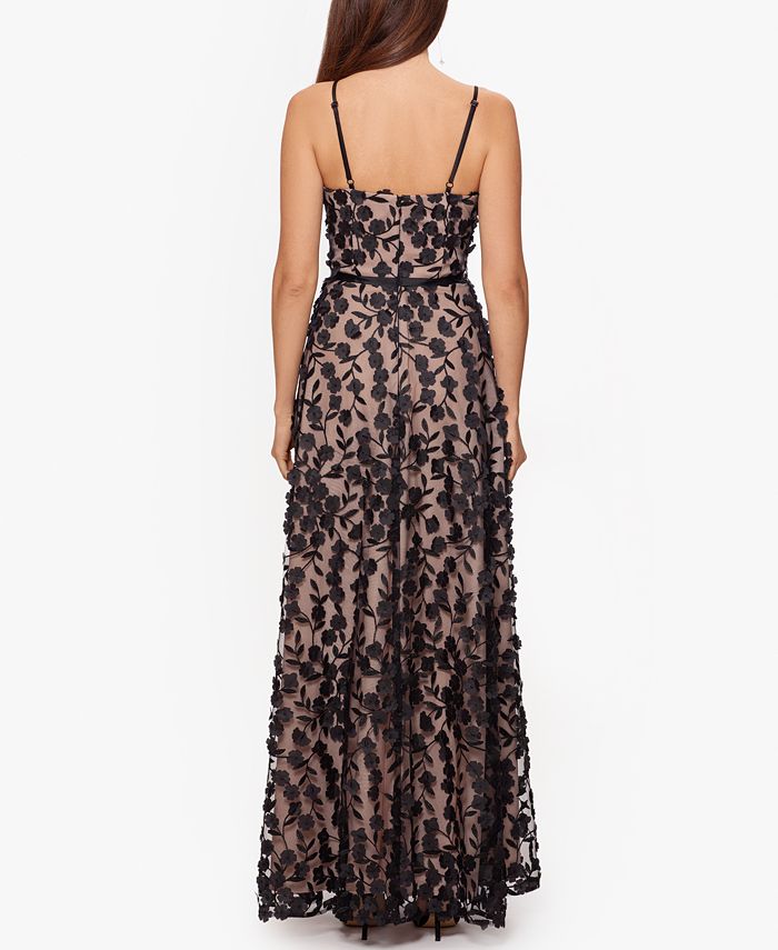 xscape raised floral gown