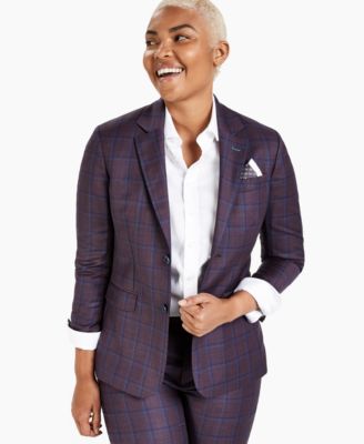 Kirrin Finch - Plum Windowpane-Plaid Blazer