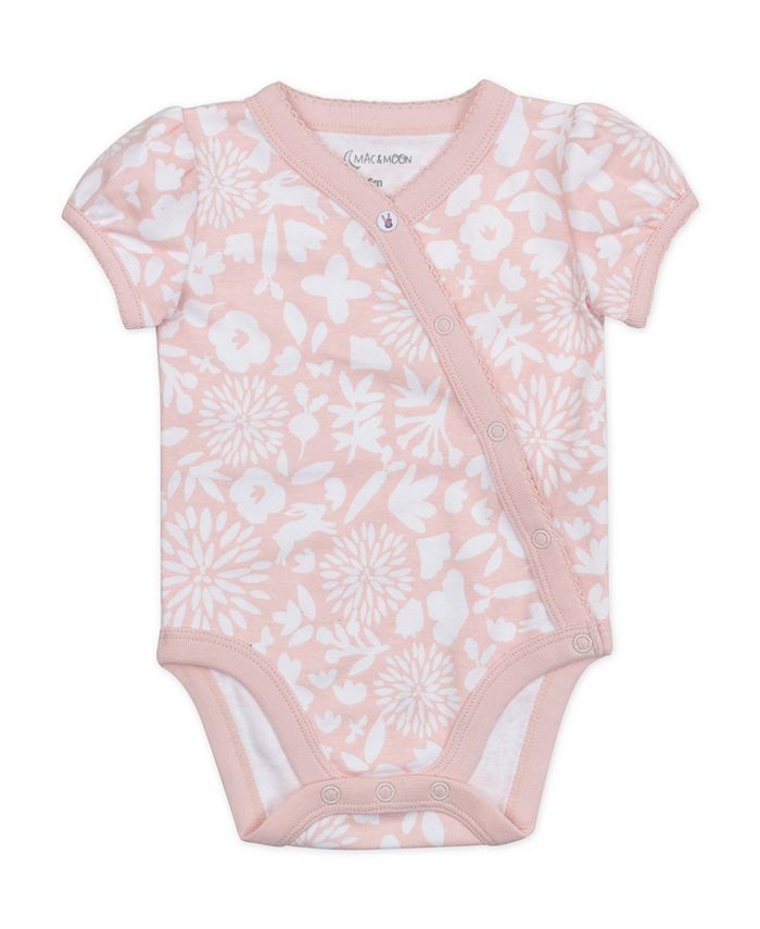 Mac & Moon Baby Girls Short Sleeve Bodysuits with Bunny Floral Prints ...
