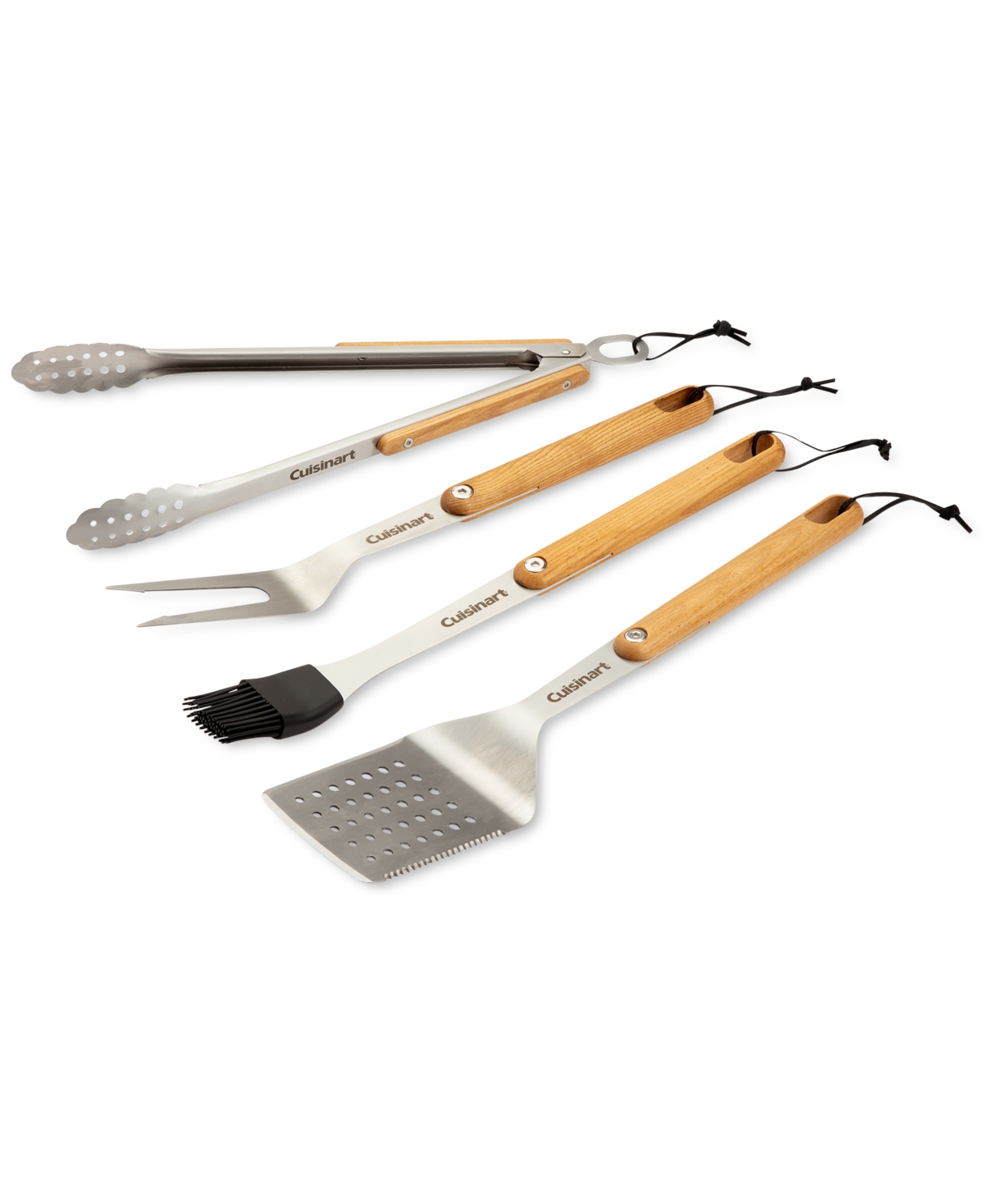 Shop Cuisinart 4-pc. Ash Wood Grill Tool Set In Wood,stainless Steel