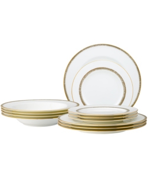 Noritake Haku 12 Pc Dinnerware Set In White And Gold
