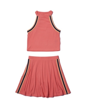 Big Girls Side Taping Tank and Skirt Set