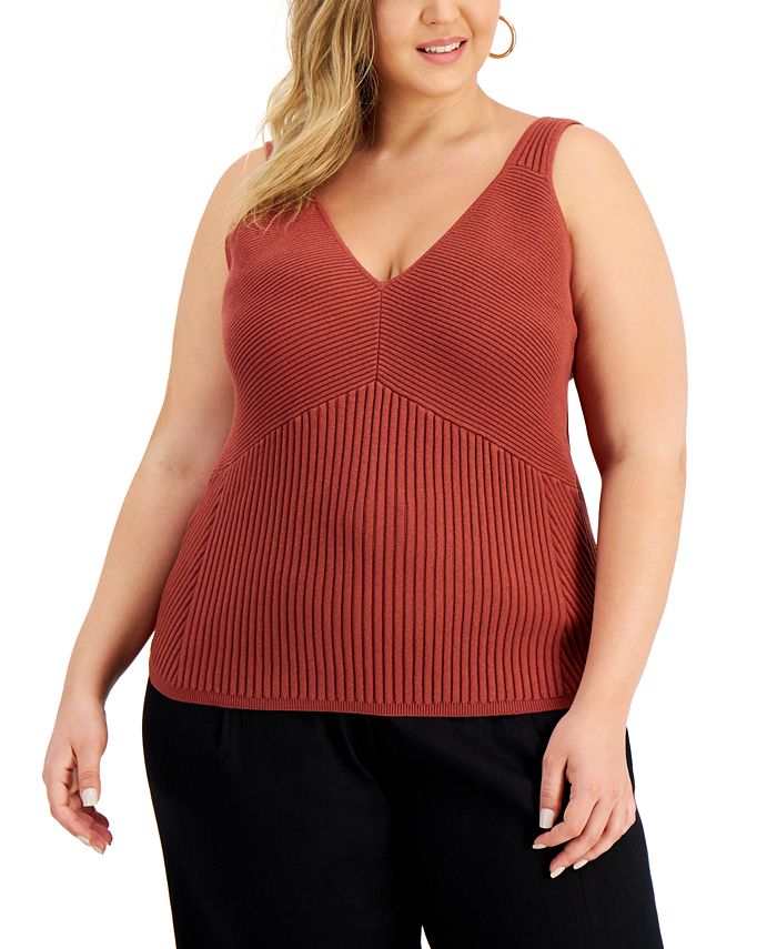 Plus Size Ribbed Tank Tops
 INC International Concepts Plus Size Ribbed Tank Top Created for Macy