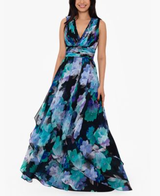 Betsy & Adam Floral-Print Chiffon Gown - Macy's