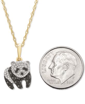 Black & White Diamond Panda 18" Pendant Necklace (1/10 ct. t.w.) in 10k Gold, Created for Macy's