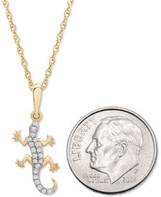 Diamond Lizard 18" Pendant Necklace (1/10 ct. t.w.) in 10k Gold,Created for Macy's