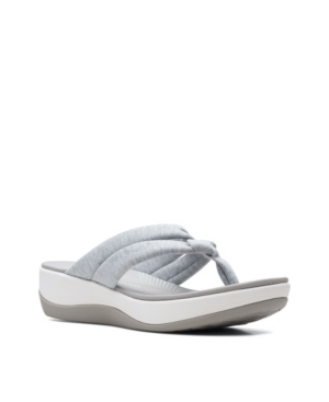 Shop Clarks Women's Cloudsteppers Arla Kaylie Slip-on Thong Sandals In Gray Textile