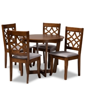 Baxton Studio Tricia Modern And Contemporary Fabric Upholstered 5 Piece Dining Set In Walnut Brown