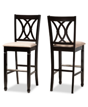 Baxton Studio Calista Modern And Contemporary Fabric Upholstered 2 Piece Bar Stool Set In Sand