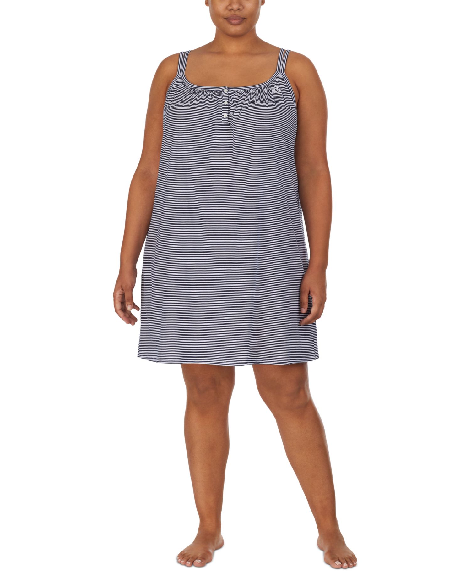 Cotton Knit Double-Strap Nightgown