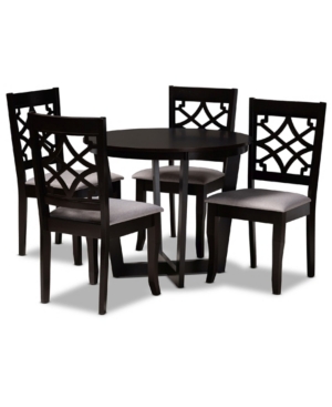 Baxton Studio Tricia Modern And Contemporary Fabric Upholstered 5 Piece Dining Set In Dark Brown