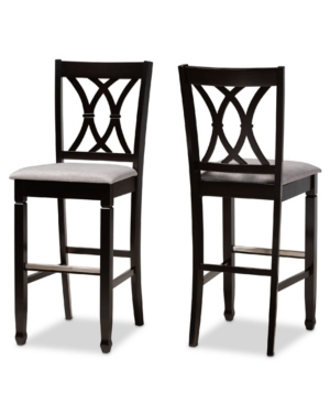 Baxton Studio Calista Modern And Contemporary Fabric Upholstered 2 Piece Bar Stool Set In Dark Brown