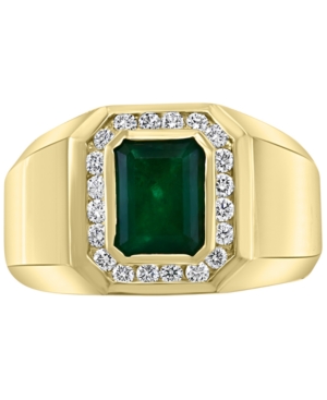 Effy Collection Effy Men's Emerald (2-1/5 Ct. T.w.) & Diamond (3/8 Ct. T.w.) Ring In 14k Gold In 14k Yellow Gold