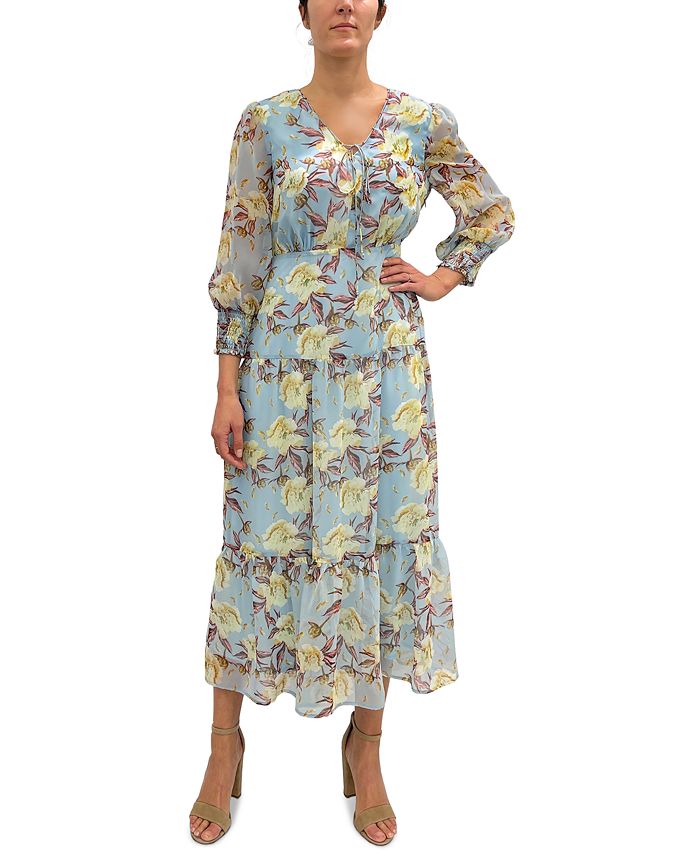 Sam Edelman Floral-Print Chiffon Maxi Dress - Macy's