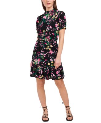 black with pink flowers dress
