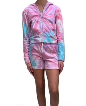 Girls Zip Front Cropped Tie-Dye Hoodie