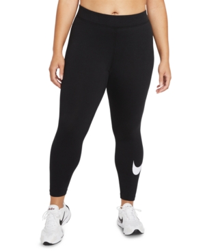 Nike Black Sportswear Essential Swoosh Leggings In Black/white