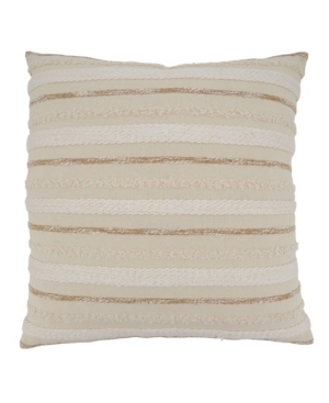 Shop Saro Lifestyle Striped Woven Decorative Pillow, 22" X 22" In Natural
