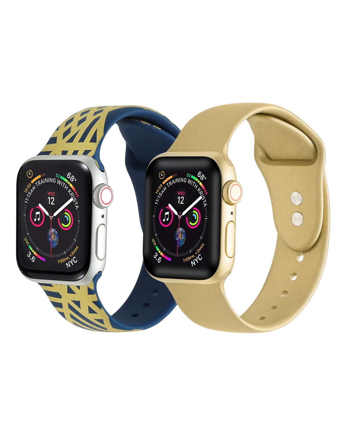 Men's and Women's Geometric Gold-Tone Metallic 2 Piece Silicone Band for Apple Watch 38mm - Multi