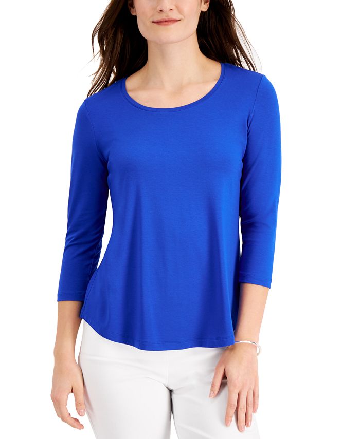 JM Collection Petite 3/4-Sleeve Solid Top, Created for Macy's & Reviews ...