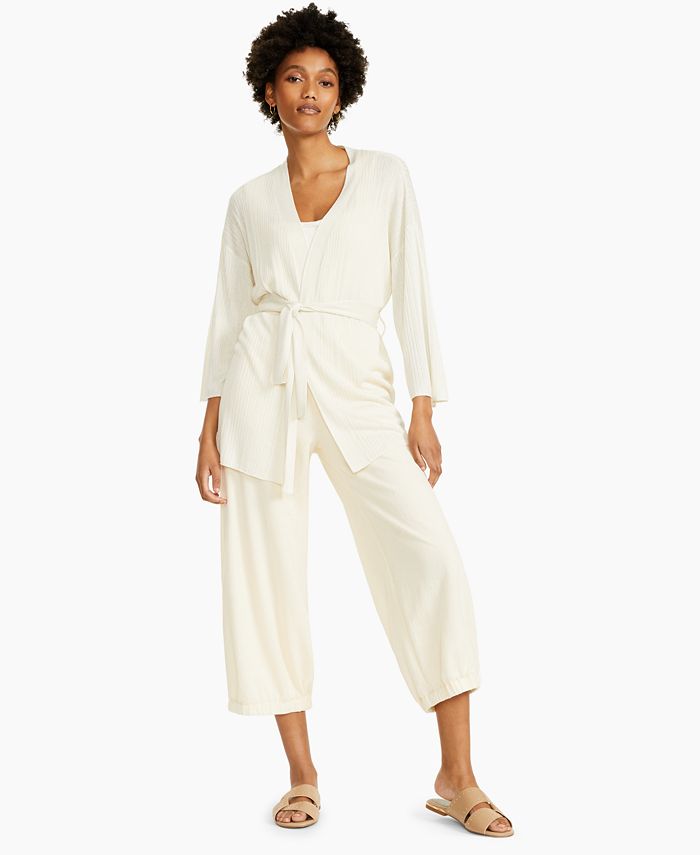 Alfani Ribbed Belted Cardigan, Created for Macy's - Macy's