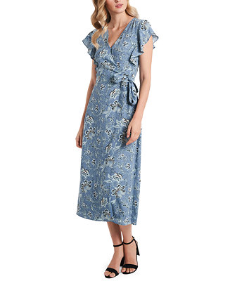 Vince Camuto Floral-Print Wrap Dress - Macy's
