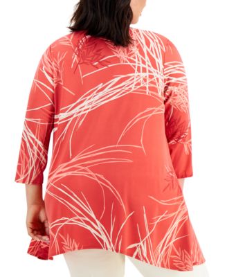 Alfani Plus Size Printed Swing Top, Created for Macy's