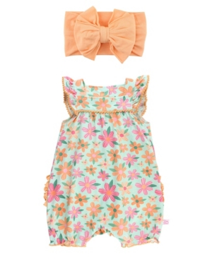 Baby Girls Flutter Romper and Bow Headband Set