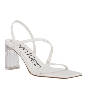 Calvin Klein Women's Idina Strappy Clear Block Heel Dress Sandals Women's Shoes