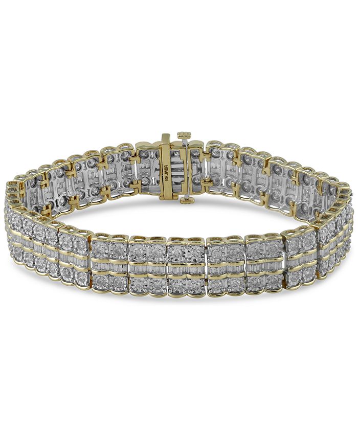 Macy's Diamond MultiRow Fancy Link Bracelet (5 ct. t.w.) in 10k Gold