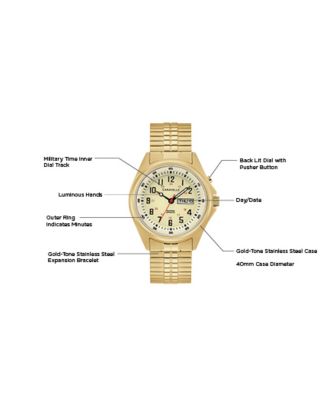 Men's Traditional Gold-Tone Stainless Steel Expansion Bracelet Watch 40mm