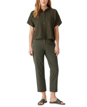 Shop Eileen Fisher Tapered Capri Pants In Seaweed