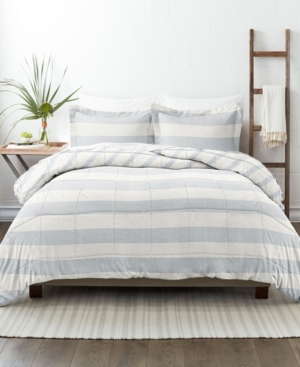 Ienjoy Home Home Collection Premium Down Alternative Distressed Stripe Reversible Comforter Set, King/california