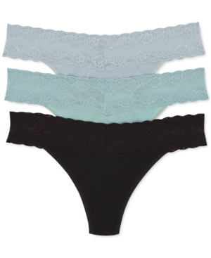 NATORI BLISS PERFECTION LACE-TRIM THONG, PACK OF 3