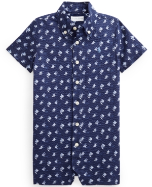 Polo Ralph Lauren Baby Boys Angelfish-Print Cotton Seersucker Shortall