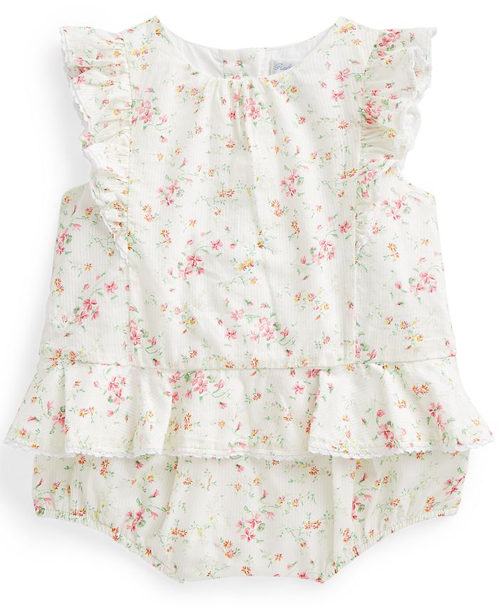 Polo Ralph Lauren Baby Girls 2-Ruffled Floral-Print Top & Bloomer ...